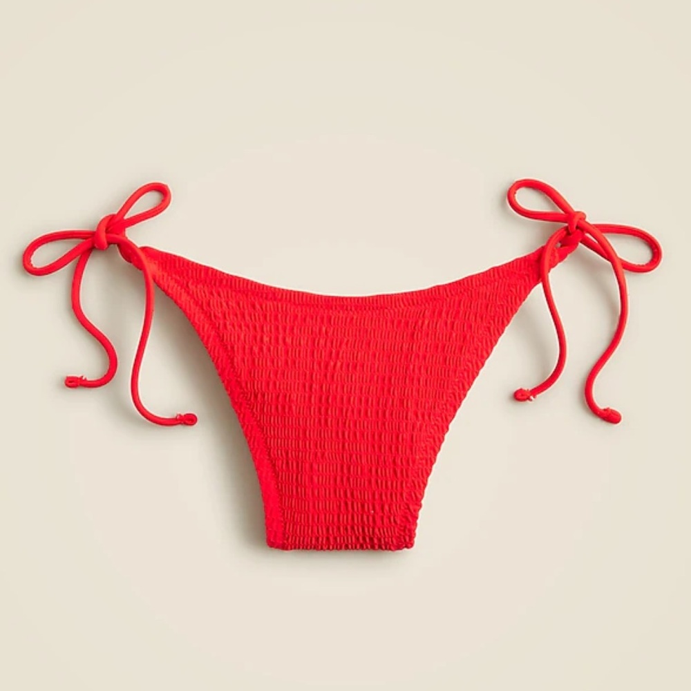 NWT J. Crew Smocked Red String Bikini Bottom, size XL
